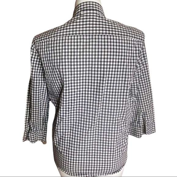 Ralph Lauren Womans Gingham Button Up Collared Shirt 3X Black & White - Picture 3 of 8